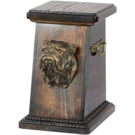 Bulldog Inglés, Bulldog - urna para cenizas de perro, elegante urna con estatuilla, urna conmemorativa con busto de perro de Art-Dog
