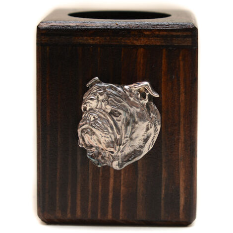 Bulldog inglese, Bulldog I - candelabro in legno con un cane, un ricordo unico dopo la perdita di un cane, realizzato a mano da Art-Dog