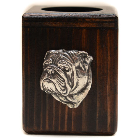Bulldog inglese, Bulldog II - candelabro in legno con un cane, un ricordo unico dopo la perdita di un cane, realizzato a mano da Art-Dog