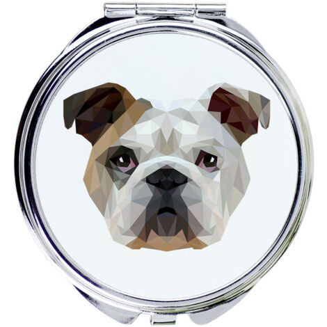 Bulldog inglese, Bulldog - specchio con foto e scritta geometrica di Art-Dog