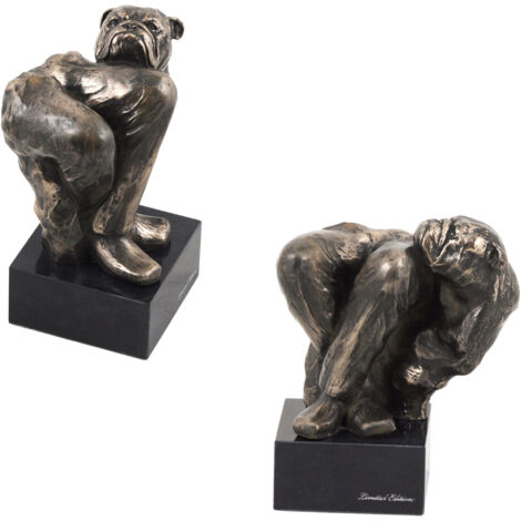 Bulldogge - eine Hundestatuette, Büste auf Steinsockel, Skulptur, Trophäe für eine Hundeausstellung von Art-Dog