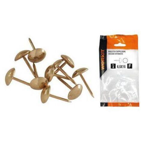 BULLETTA TAPPEZZIERE SELF WORKIT - ACCIAIO OTTONATOMM 9,0X15 CF=PZ 14 - 5 Confezioni