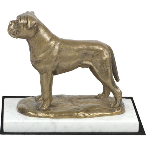 Bullmastiff, Bulmastif - estatuilla de perro, figura de mármol blanco, trofeo para exposición de perros de la marca Art-Dog