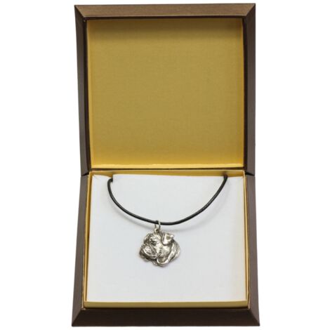 Bullmastiff, Bulmastiff II - un collier avec un chien dans une boîte cadeau, un médaillon plaqué argent pour un amoureux des chiens, un pendentif impressionnant d'Art-Dog