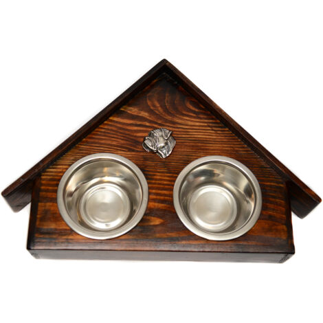 Bullmastiff, Bulmastiff - supporto in legno con ciotole per cani, ciotole decorative per cani, un regalo per l'adozione di un cane di Art-Dog