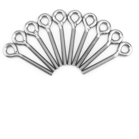 Bulloni ad occhiello filettati in acciaio inossidabile KZQ M4, 10 pezzi, bulloni ad occhiello di sollevamento con spallamento, barra filettata chiusa, bulloni ad occhiello saldati (53 mm)