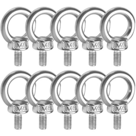 Bulloni ad occhiello in acciaio inossidabile Vtizikl M611 304 da 10 pezzi – Anello di sollevamento – Viti con filettatura esterna a forma di anello per la costruzione navale e varie attrezzature di so