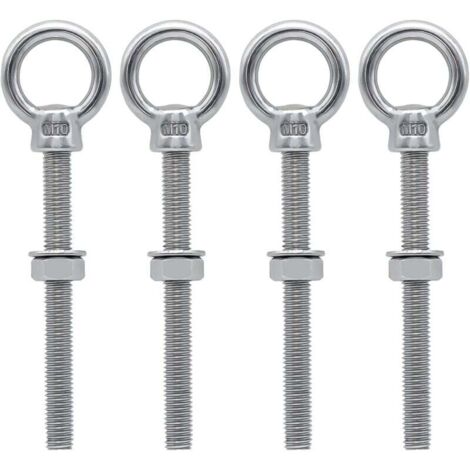 Bulloni ad occhiello M10 x 100 mm Vite ad anello M10 con filettatura metrica in acciaio inossidabile per fissaggio e sospensione, 4 pezzi