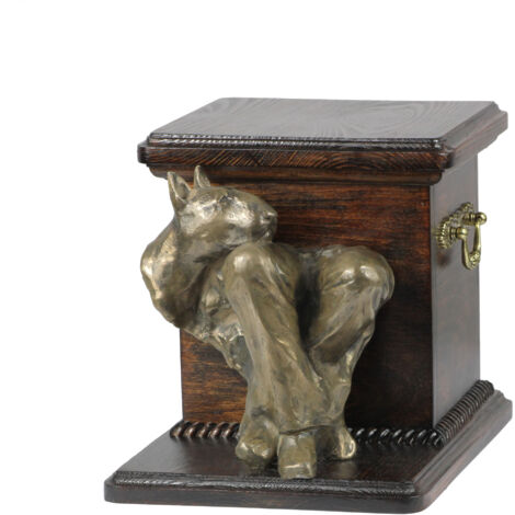 Bullterrier, Bullterrier I - eine Urne für Hundeasche mit einer Statuette, eine elegante Urne für einen Hund, eine einzigartige Urne mit einer Büste eines Hundes von Art-Dog