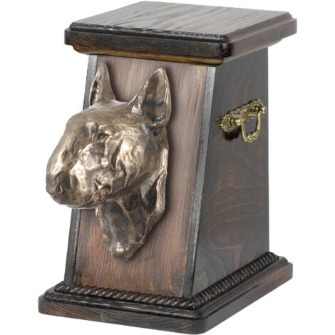 Bullterrier, Bullterrier I - Urne für Hundeasche, elegante Urne mit Statuette, Gedenkurne mit Hundebüste von Art-Dog