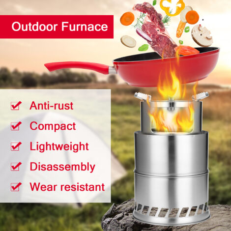 Bump Outdoor Camping Ofen Ende Dekonstruierbare Holzöfen Tragbare Picknick Grillöfen Grenzüberschreitend Winddicht Kochen Edelstahl Abnehmbarer Holzofen Ofen Camping Picknick