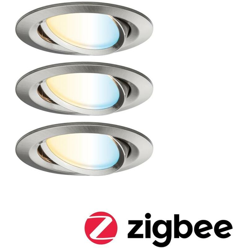 Image of Bundle Home Smart Home Zigbee led Lampada da incasso Set Nova Plus 3 Series Set 3x6W Tunicable Bianco ferro spazzolato