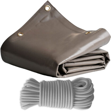 Bundle Taupe Pergola-Plane 3x4 m + Elastisches Gummiseil Grau 20m - Pergola-Plane TECPLAST LP640PR 8 Jahre Garantie
