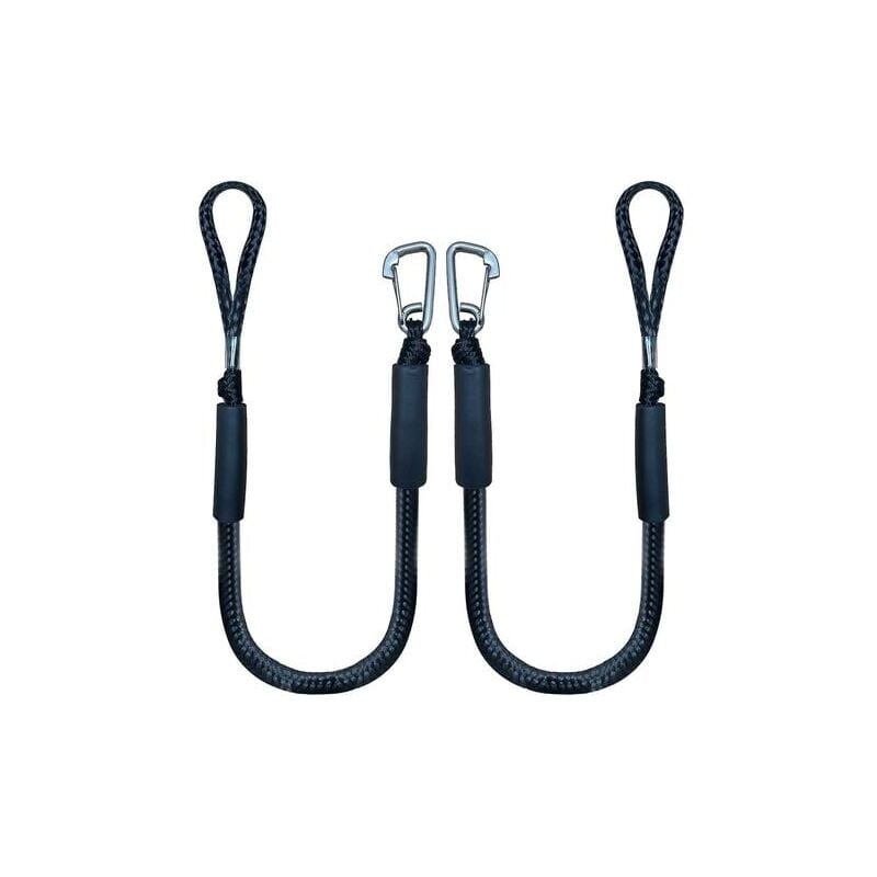 Image of SNQ - Bungee Dock Line con gancio Corda di ormeggio nera per barca Confezione da 2 da 4 piedi e nera