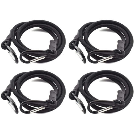 Bungee-Seile, elastisches Bungee-Seil, elastische Bungee-Seile mit Haken, 4 Stück, schwarz, elastisches Bungee-Seil, Bungee-Seil mit Haken für Gepäckträgerspanner (1 m)