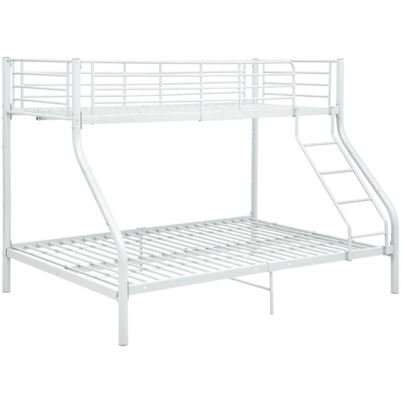 Bunk Bed Frame without Mattress White Metal 140x200 cm/90x200 cm Vidaxl