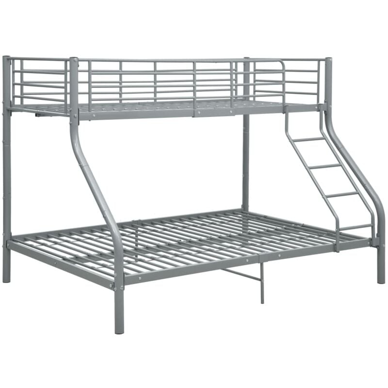 Bunk Bed Frame without Mattress Grey Metal 140x200 cm/90x200 cm Vidaxl