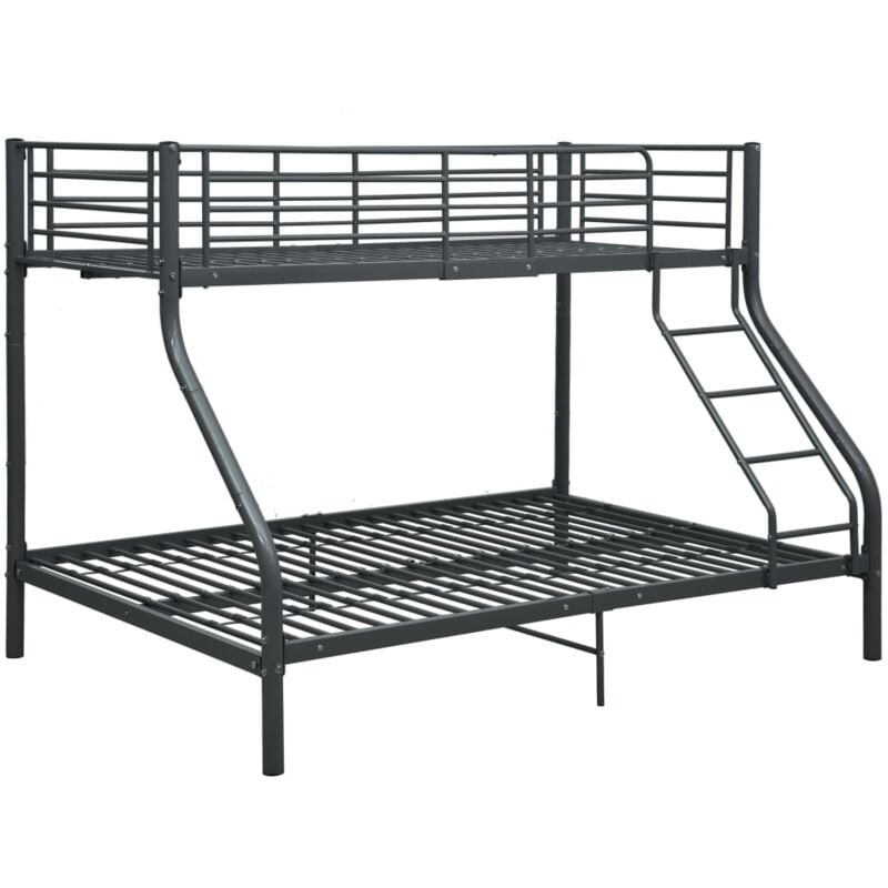 Bunk Bed Frame without Mattress Black Metal 140x200 cm/90x200 cm vidaXL