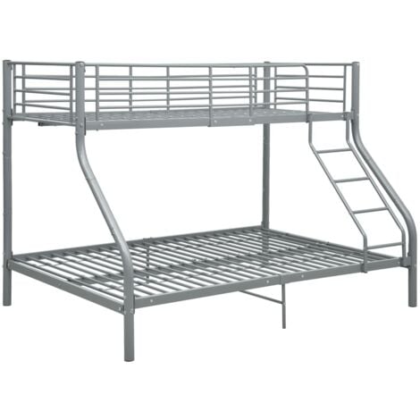 Bunk Bed Frame without Mattress Grey Metal 140x200 cm/90x200 cm vidaXL