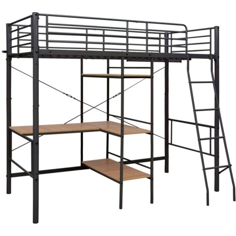 Bunk Bed  Grey and brown  Metal  Twin  Height-Adjustable  Bunk Bed vidaXL