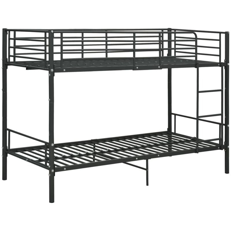 Bunk Bed without Mattress Black Metal 90x200cm Vidaxl