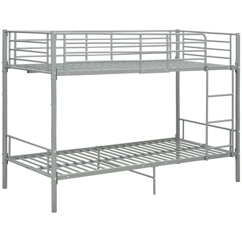 Bunk Bed without Mattress Grey Metal 90x200 cm vidaXL