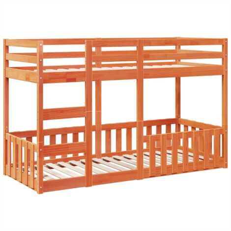 Bunk Bed Wax Brown 75x190 cm Solid Wood Pine vidaXL