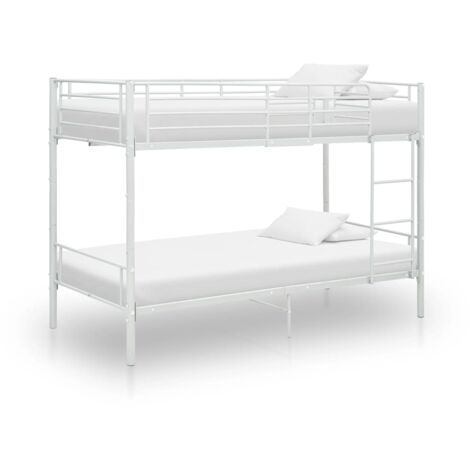 Bunk Bed  White  Metal  Twin   Sturdy   Bunk Bed  Rectangular vidaXL
