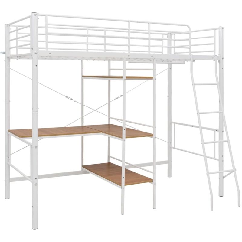 Bunk Bed with Table without Mattress White Metal 90x200 cm Vidaxl