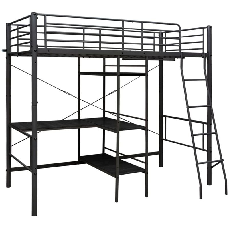 Bunk Bed with Table without Mattress Black Metal 90x200 cm Vidaxl