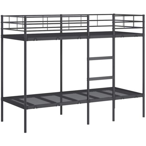 Bunk Bed without Mattress Black 75x190 cm Small Single Steel vidaXL