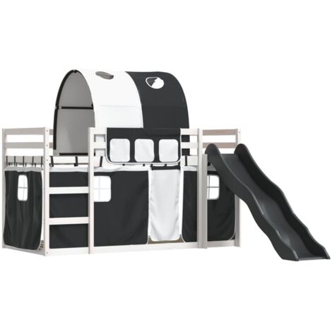 Bunk Bed without Mattress with Slide White and Black 90x190 cm Single vidaXL