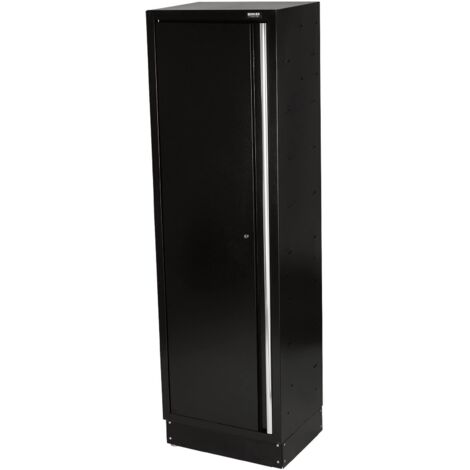 BUNKER® Modular Tall Floor Cabinet with Single Door, 600mm Width, Black Finish, 2000mm Height, 458mm Depth