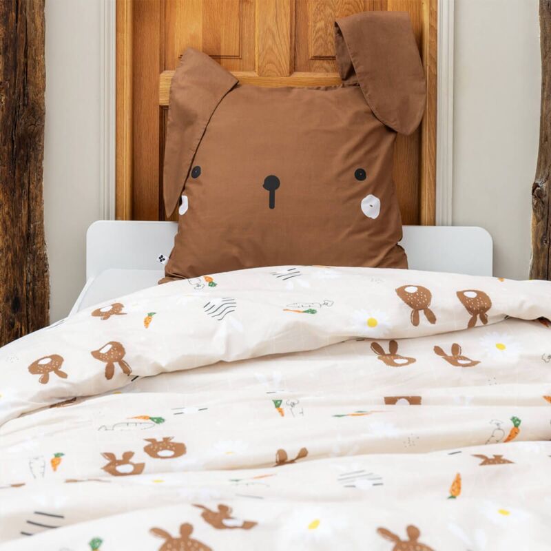 Bunny - Parure de Lit Imprimé Lapin Housse de Couette 240x220cm + 2 Taies d'Oreiller