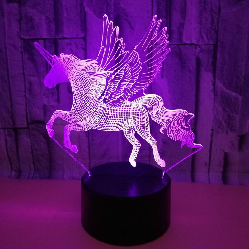 Betterlife - Bunte 3D-Tischlampe Unicorn 3D-Nachtlicht Touch-Fernbedienung 3D-Nachtlicht (Touch + Fernbedienung)