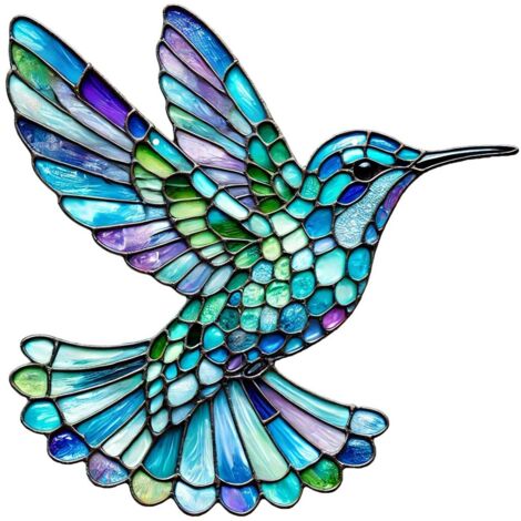 Bunter Acryl-Sonnenfänger, eisblauer Kolibri-Lichtfänger zur Dekoration von Fenster und Terrasse