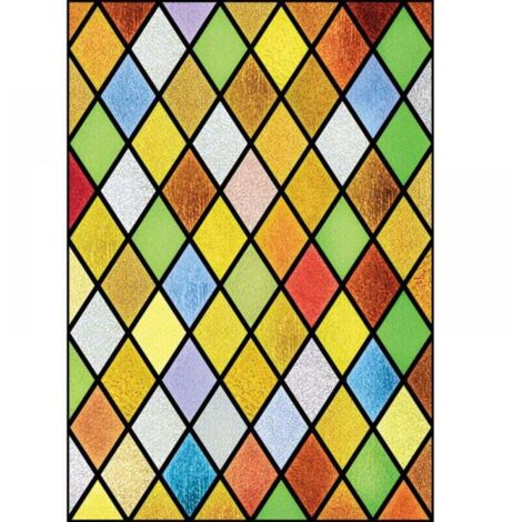 Bunter Diamant-Buntglasaufkleber, Harlekin-Glasaufkleber, 100 cm x 50 cm