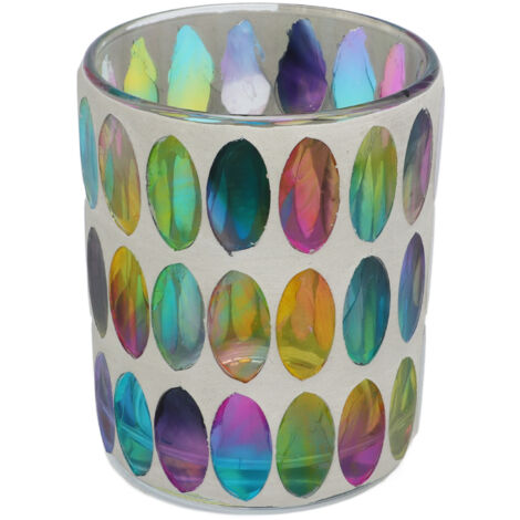 Bunter Kerzenhalter aus Glasmosaik, Mosaikstil, lebendiger Kronleuchter, Kerzenhalter aus Glas für Schlafzimmer, Büro, Bar