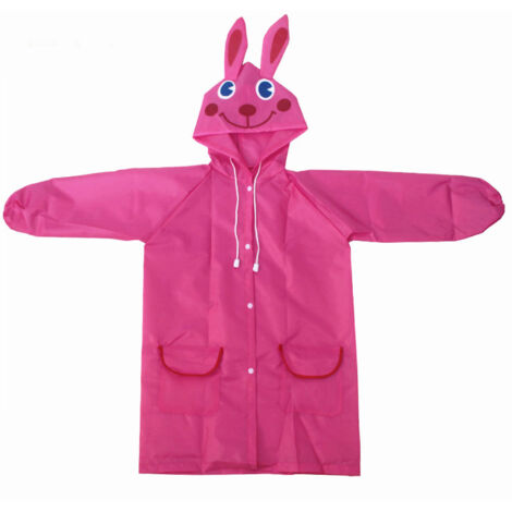 Bunter Kinderregenmantel mit Tiermuster, rosa, umweltfreundlicher Schulregenmantel für Mädchen