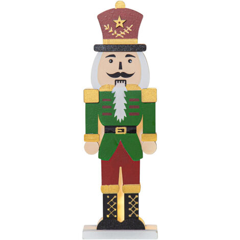 Bunter LED Nussknacker ,Nutcracker' aus Holz, Batterien + Timer, warmweiß, H 25cm