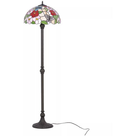 Buntglas-Stehleuchte Blumen und Schmetterlinge 2xE27 20W BUTTERFLY K-F161386 Kaja
