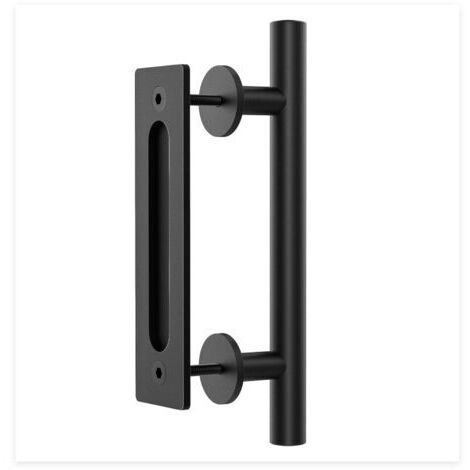 BUNTHAUS 1 Pcs 30CM Poignée de Porte Coulissante, Noires Avec Poignée de Porte Coulissante, Grande Taille Rustique, Convient pour Portails, Garages, Armoires