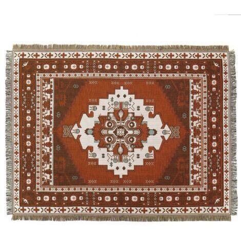 BUNTHAUS 1 Pièce 160x130cm Couverture Plaid Brun Tricotée Décorée avec des Franges Bohême Simple Doux Confortable Protéger Contre Le Froid pour Canapé Sofa Chaise à Repos et Sieste