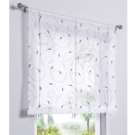 BUNTHAUS 1 Pièce Rideau de Fenêtre Broderie Floral Raffrollo Haut Qualité Voile Décoration de la Chambre Salle de Bain Balcon(Violet,120x140cm)-Ensoleillé