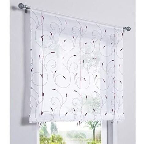 BUNTHAUS 1 Pièce Rideau de Fenêtre Broderie Floral Raffrollo Haut Qualité Voile Décoration de la Chambre Salle de Bain Balcon(Violet,60x120cm)-Ensoleillé