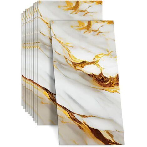 BUNTHAUS 10 autocollants pour carrelage, 60 x 30 cm, autocollants adhésifs pour carrelage mural, autocollants en PVC pour carrelage mural en marbre imperméables et résistants à l'huile pour la décorat