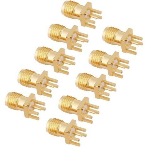 BUNTHAUS 10 Connecteurs SMA Femelle PCB 50 Ohm pour Antenne WiFi Radio Répéteur Câble Coaxial Laiton