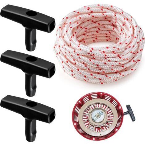 BUNTHAUS 10 Mètres Corde Lanceur Tondeuse,4mm Corde de Lanceur Avec 3 Pièces Poignée de Démarrage