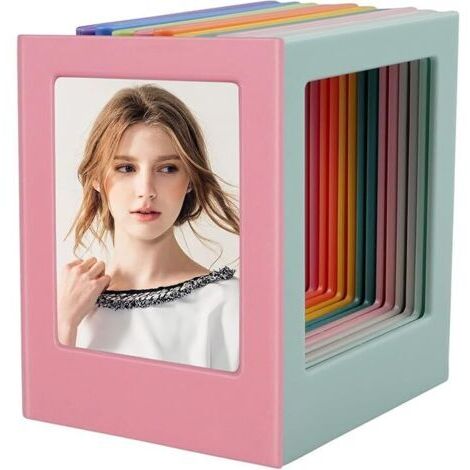 BUNTHAUS 10 Pcs Cadre Photo Magnetique Frigo Magnet Photo Frigo Porte Photo Magnetique pour Surfaces Métalliques 8.8 x6.5 x 0.6cm,10 Couleurs Différentes