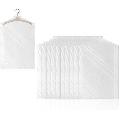 BUNTHAUS 10 Pièces Housses de Vêtements Plastique 60x90cm, Protège Vêtements à Suspendre Transparent Housse Vetement Penderie Anti Poussière Imperméable pour Costume Manteau Blazers Chemises Robes